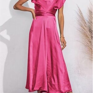 Elegant Pink Satin Dress